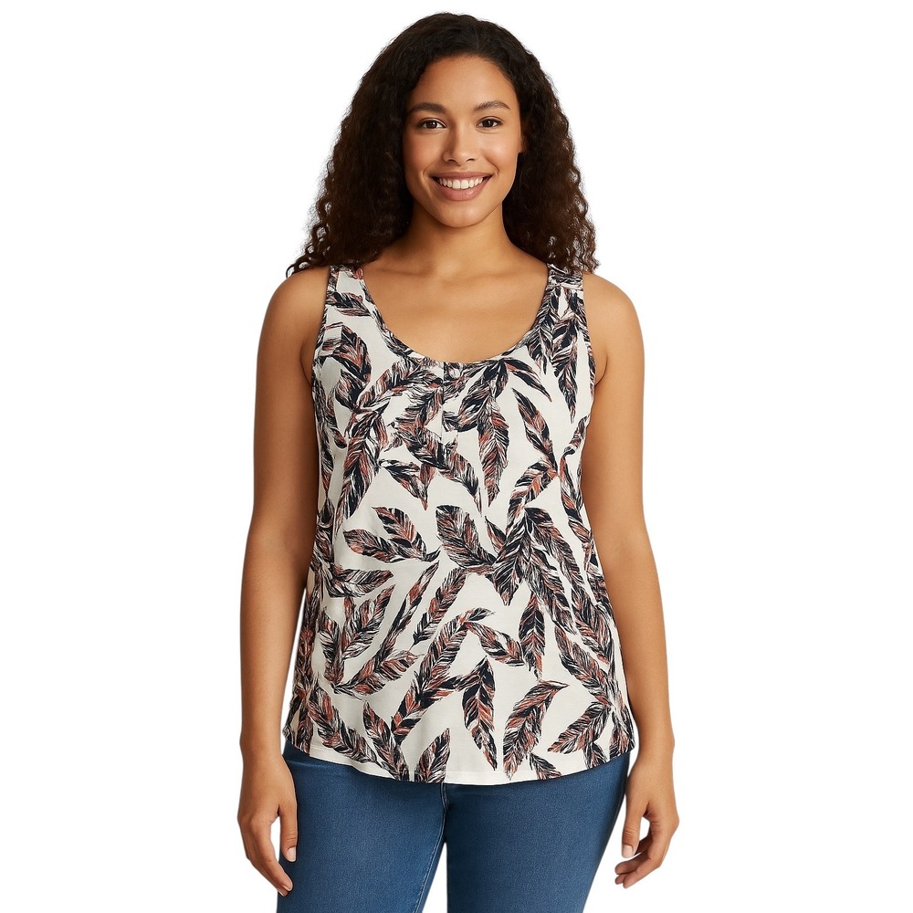 Jessica London Plus Size 18/20‎ Tank Top Sleeveless Feather Print Boho Knit 1440
